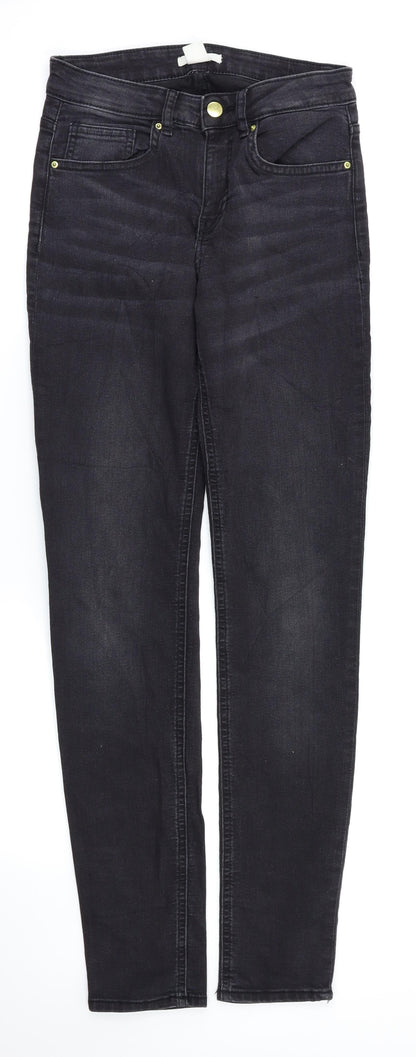 Womens UK Size 4 H&M Regular Fit Skinny Black Jeans