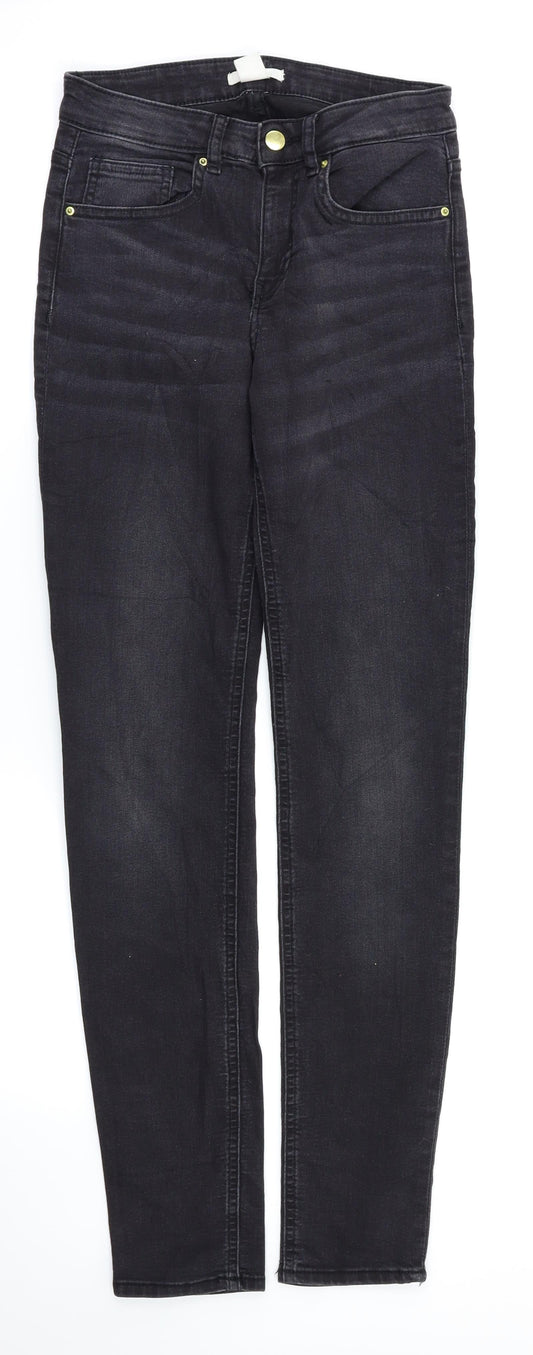 Womens UK Size 4 H&M Regular Fit Skinny Black Jeans