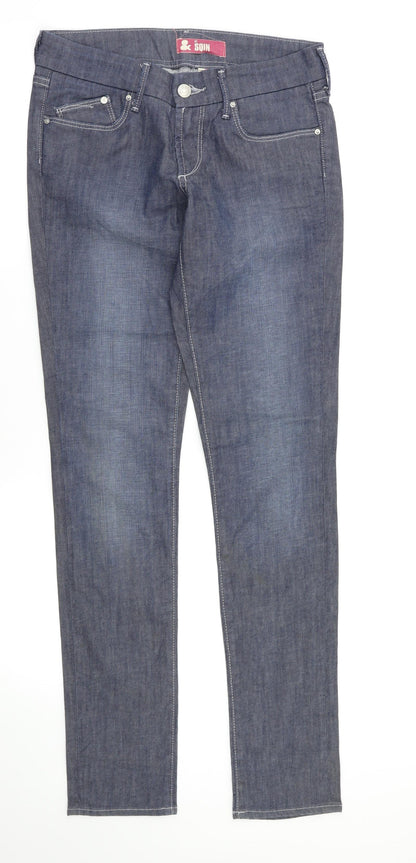 Womens UK Size 26 SQIN Regular Fit Straight Grey Jeans