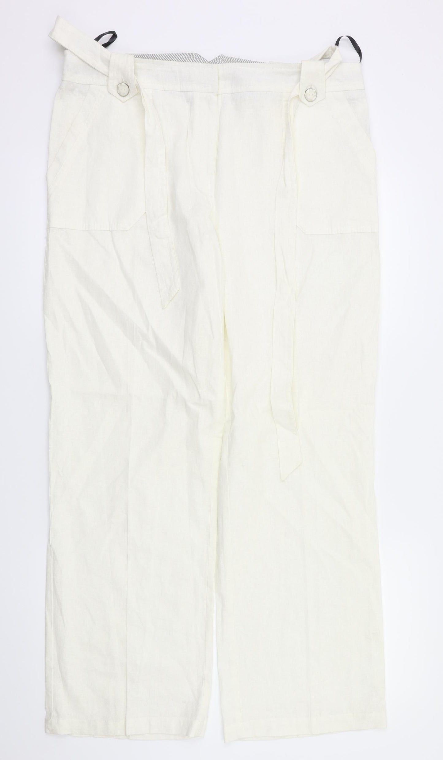 Womens UK Size 14 BHS Regular Fit  White Trousers