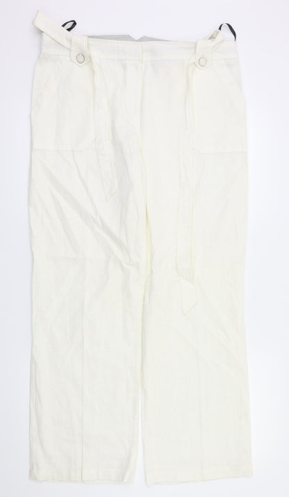 Womens UK Size 14 BHS Regular Fit  White Trousers