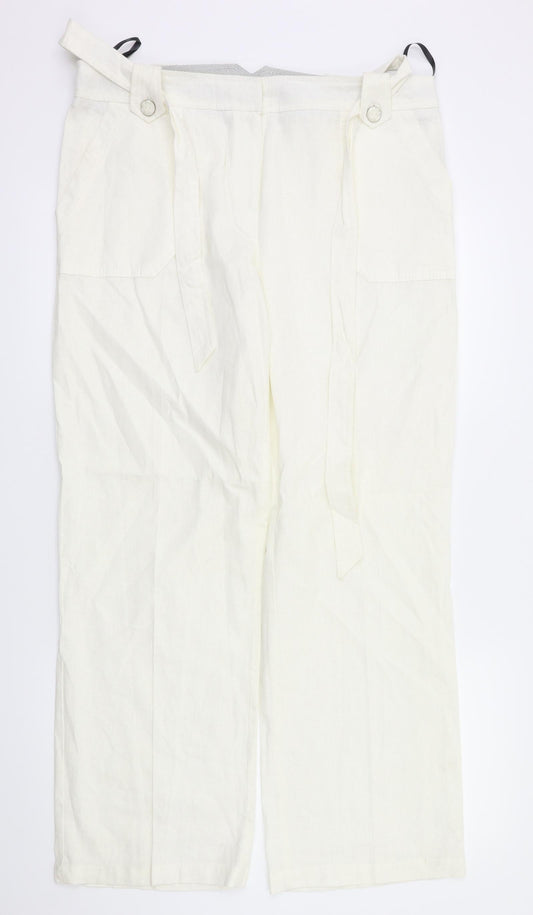 Womens UK Size 14 BHS Regular Fit  White Trousers