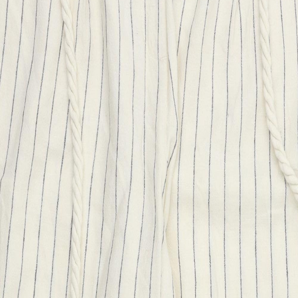 M&S  Womens Beige Striped  Trousers  Size 14 L26 in
