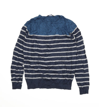 Cedar Wood State Mens Blue Striped  Pullover Jumper Size S