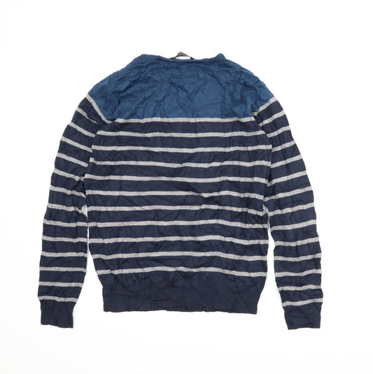 Cedar Wood State Mens Blue Striped  Pullover Jumper Size S