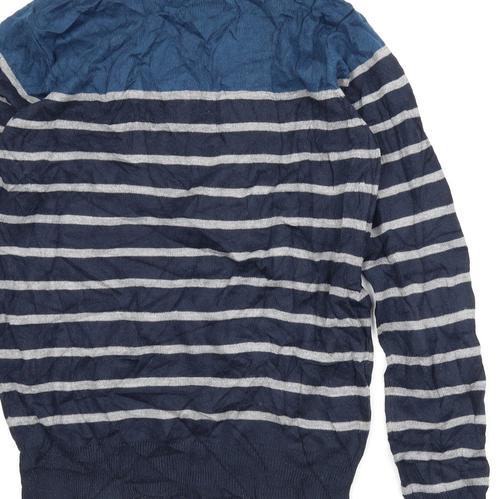 Cedar Wood State Mens Blue Striped  Pullover Jumper Size S