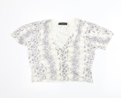 Just Elegance Womens Beige Animal Print  Cardigan Jumper Size L