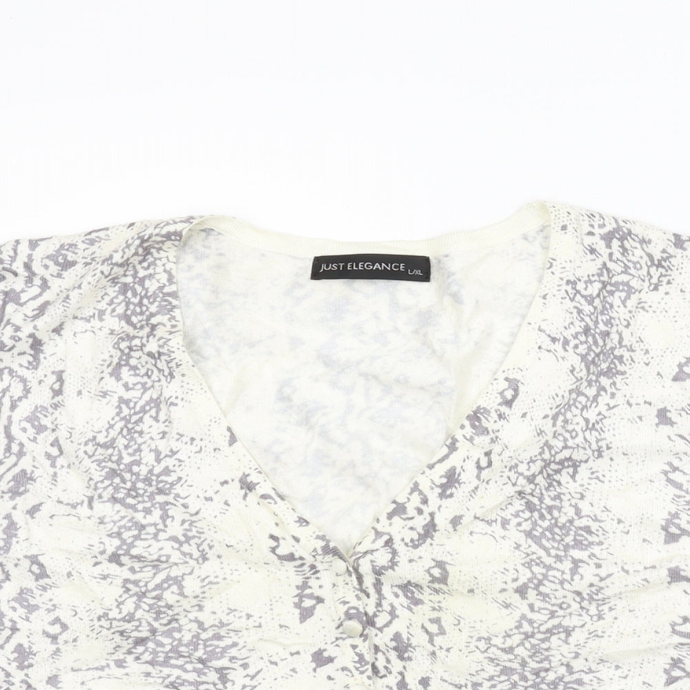 Just Elegance Womens Beige Animal Print  Cardigan Jumper Size L