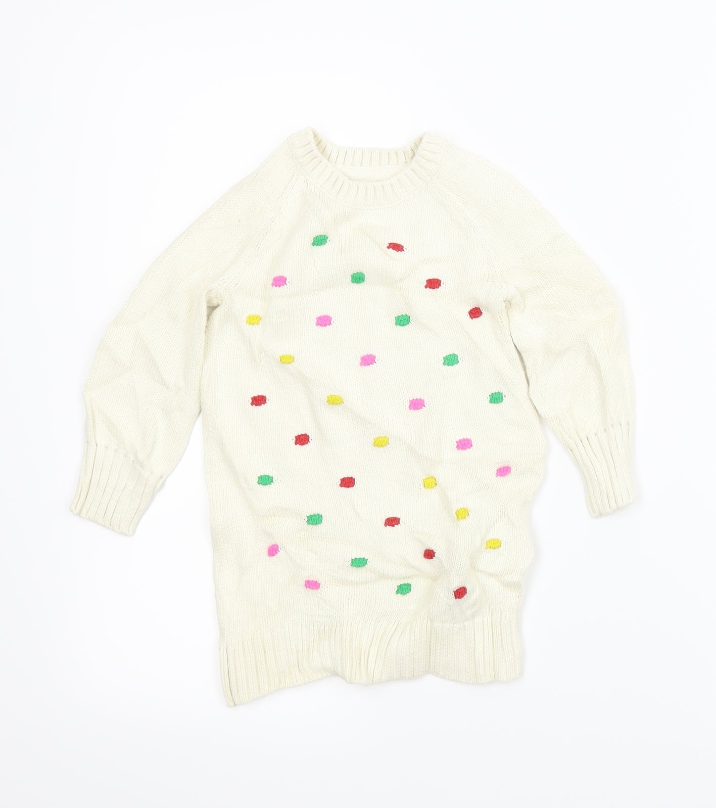 Gap Girls Ivory   Jumper Dress  Size 2 Years  - Colourful bobbles