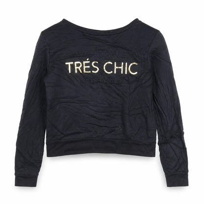 M&Co Girls Black   Pullover Sweatshirt Size 9-10 Years