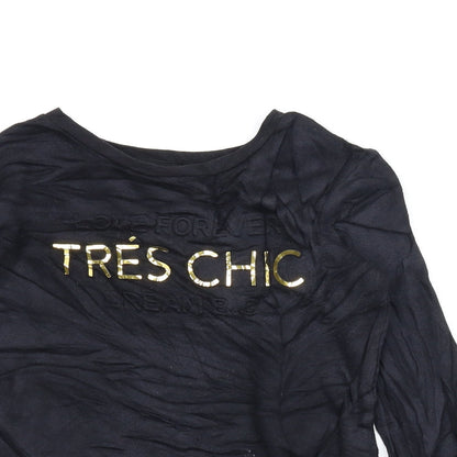 M&Co Girls Black   Pullover Sweatshirt Size 9-10 Years