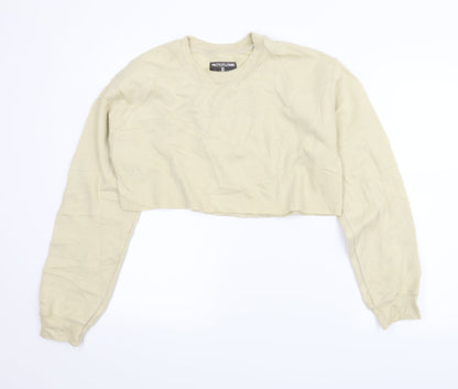 PRETTYLITTLETHING Womens Beige   Pullover Sweatshirt Size S  - Cropped