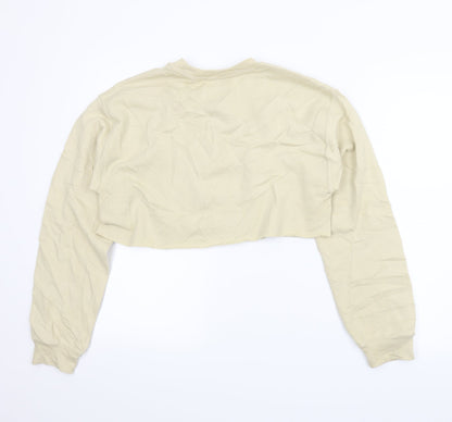 PRETTYLITTLETHING Womens Beige   Pullover Sweatshirt Size S  - Cropped