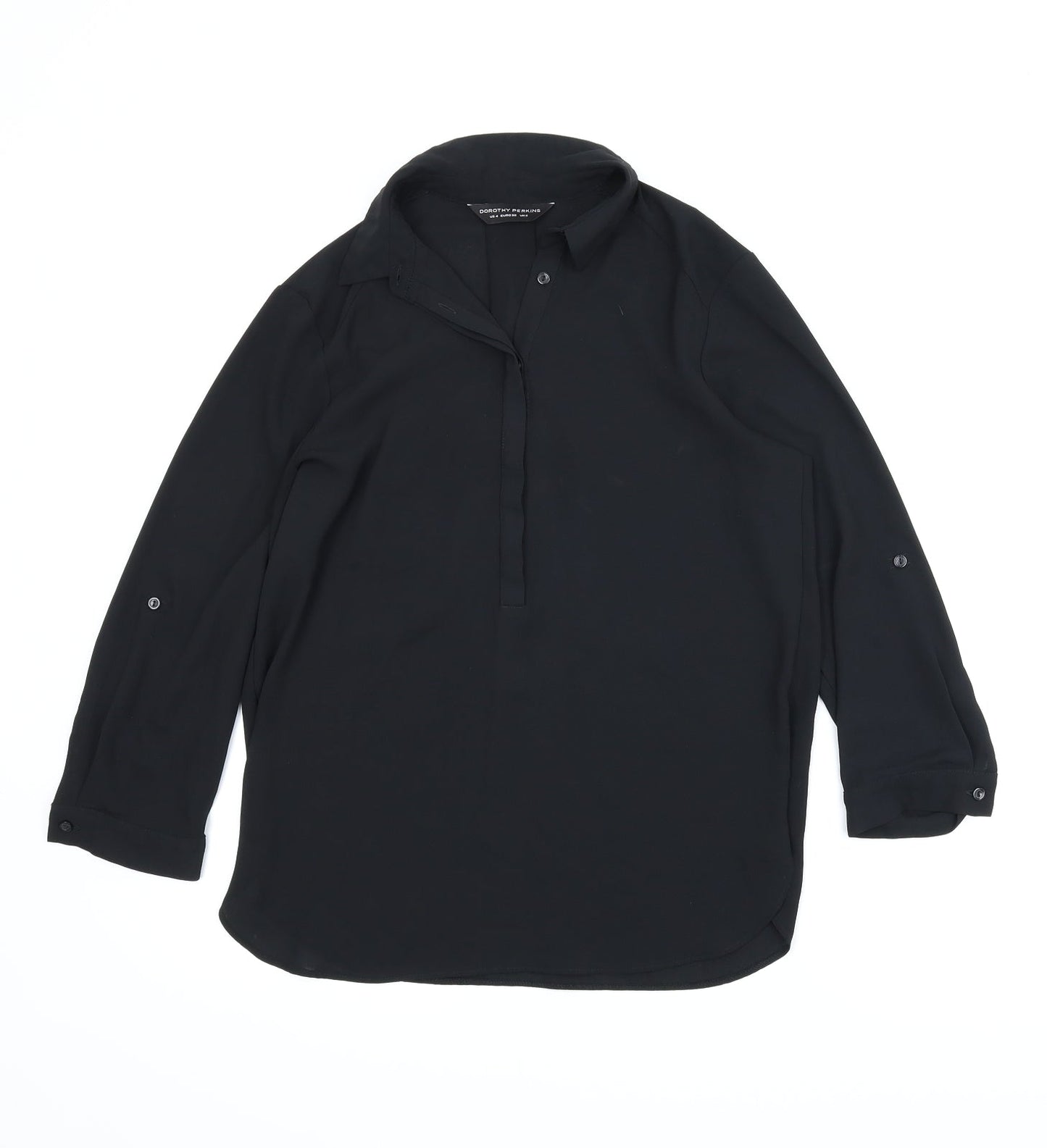 Womens UK Size 8 Dorothy Perkins Black Basic Blouse