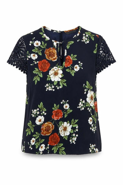 SheIn Womens Blue Floral  Basic Blouse Size XS