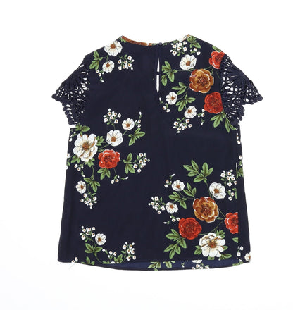 SheIn Womens Blue Floral  Basic Blouse Size XS