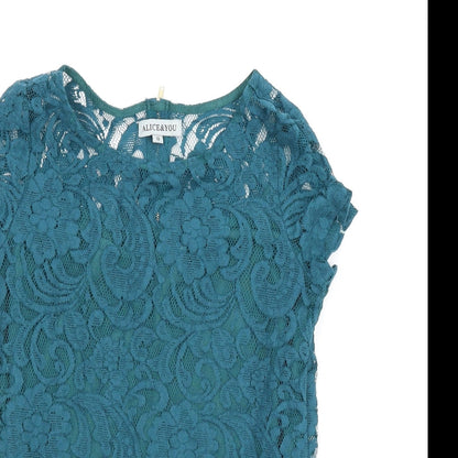 Alice & You Womens Green Floral  Basic Blouse Size 10