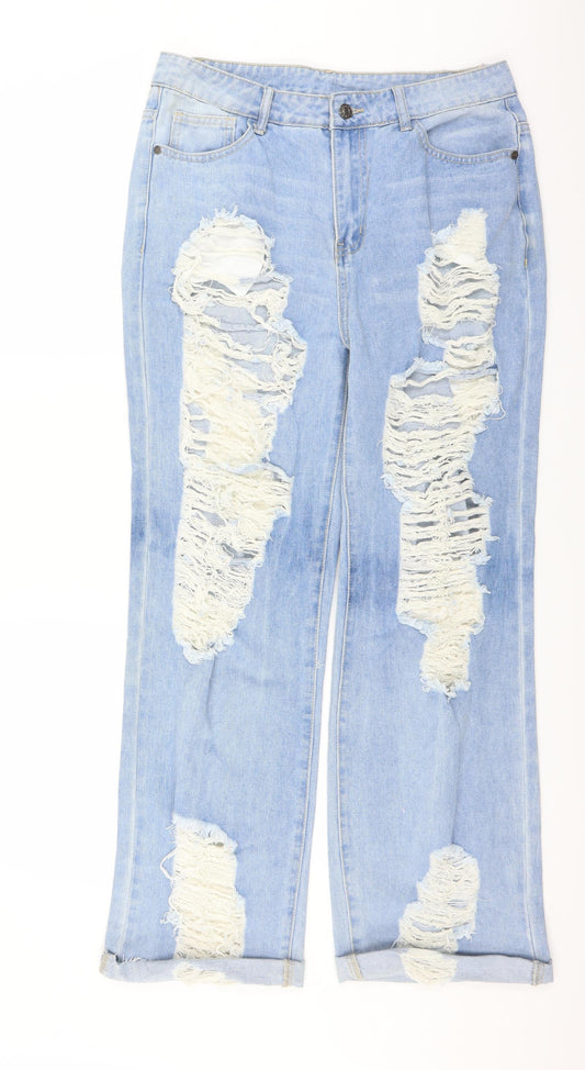 SheIn Womens Blue  Denim Straight Jeans Size L L29 in