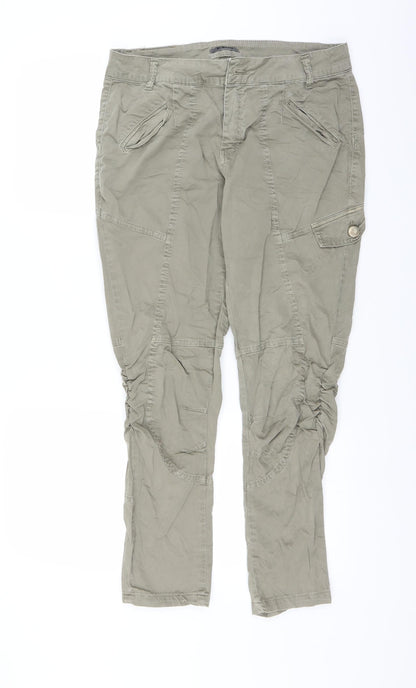 Black Womens Green   Cargo Trousers Size 31 in L27 in - ruched detail on legs