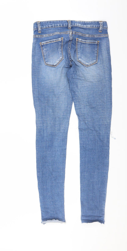 Preworn Womens Blue  Denim Skinny Jeans Size 25 in L28 in - Distressed