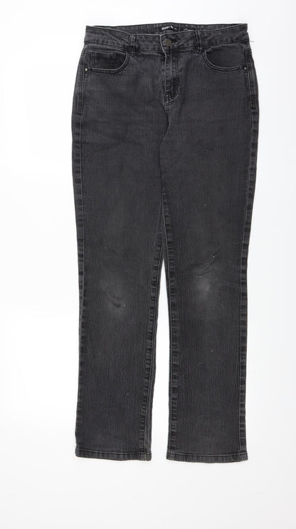 Sainsburys Womens Grey  Denim Straight Jeans Size 12 L30 in