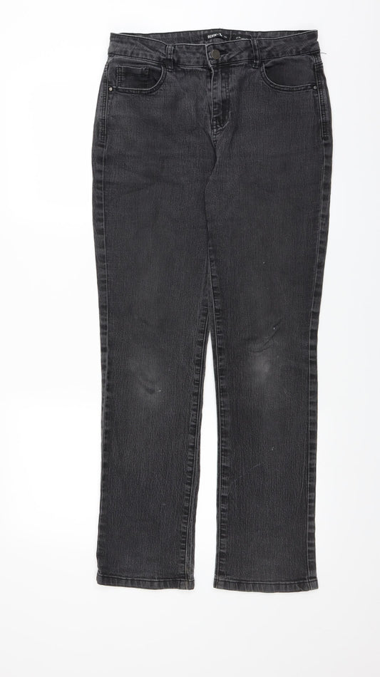 Sainsburys Womens Grey  Denim Straight Jeans Size 12 L30 in