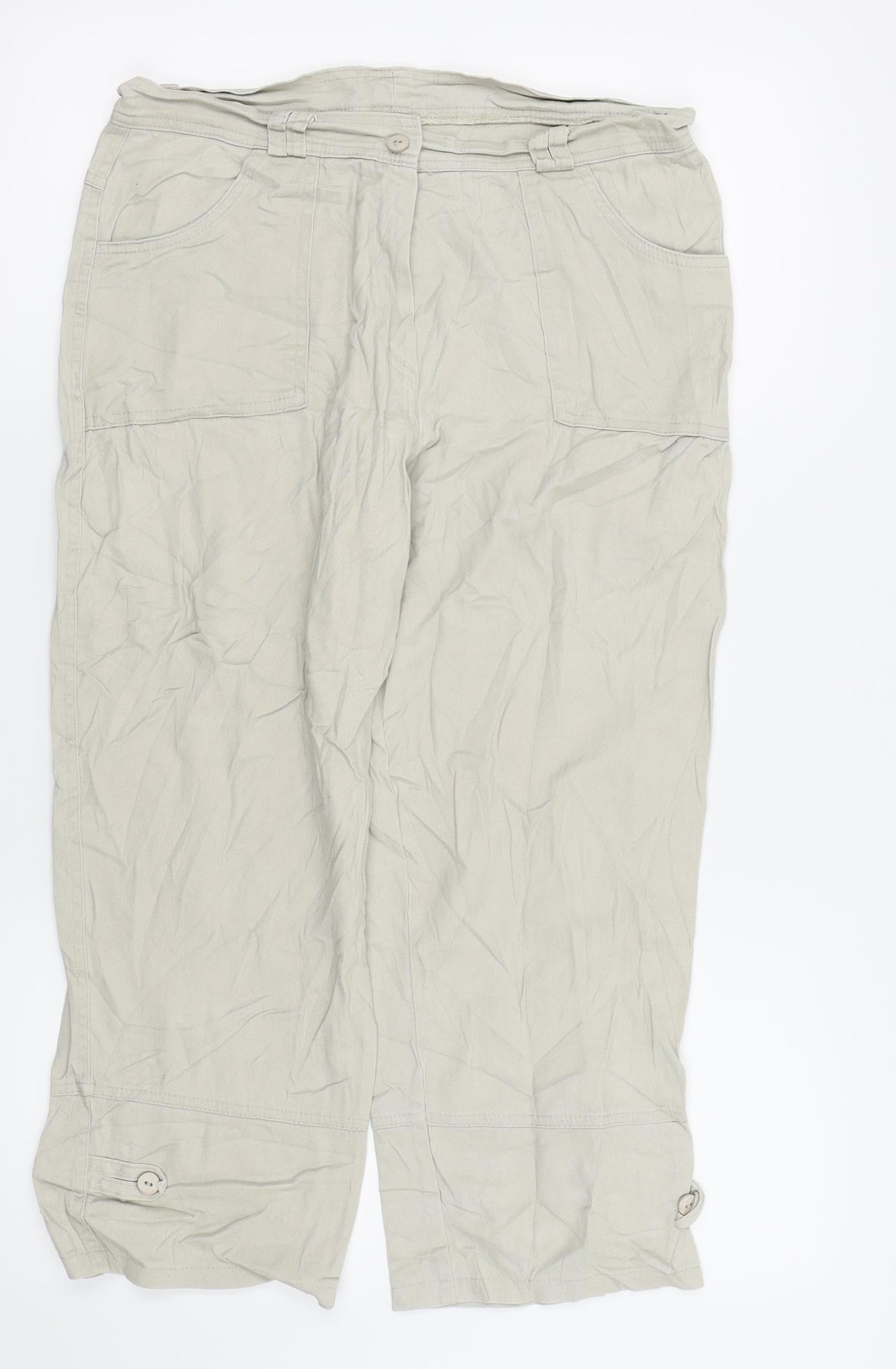 Fabo Womens Beige   Capri Trousers Size 14 L20.5 in