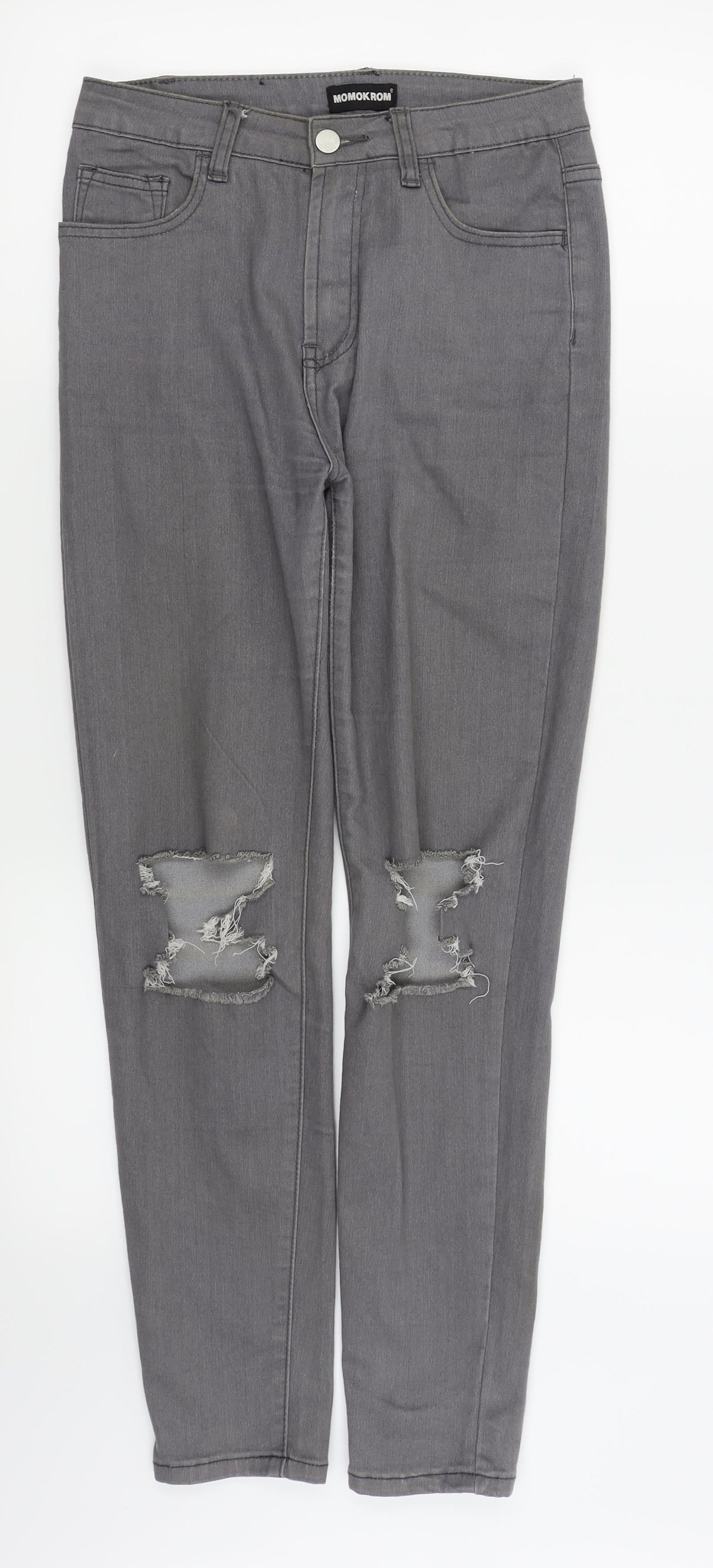 Womens UK Size 10 MOMOKROM Regular Fit Skinny Grey Jeans