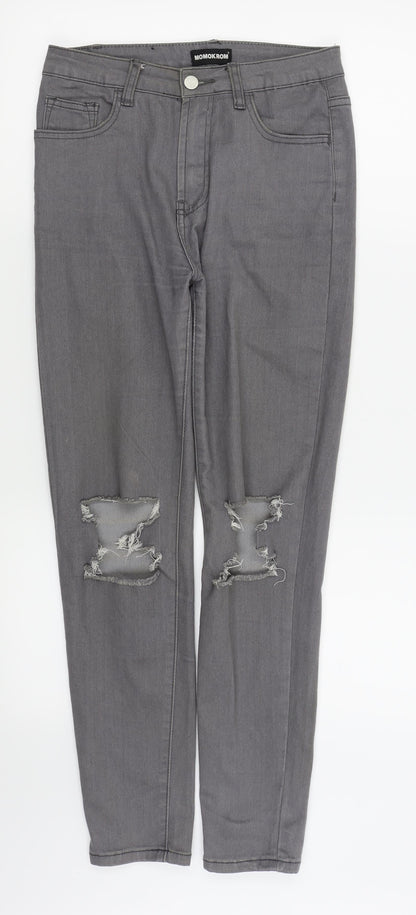 Womens UK Size 10 MOMOKROM Regular Fit Skinny Grey Jeans