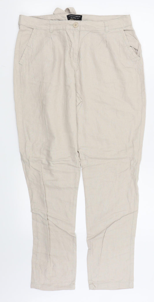 Womens UK Size 12 Dorothy Perkins Regular Fit  Beige Trousers