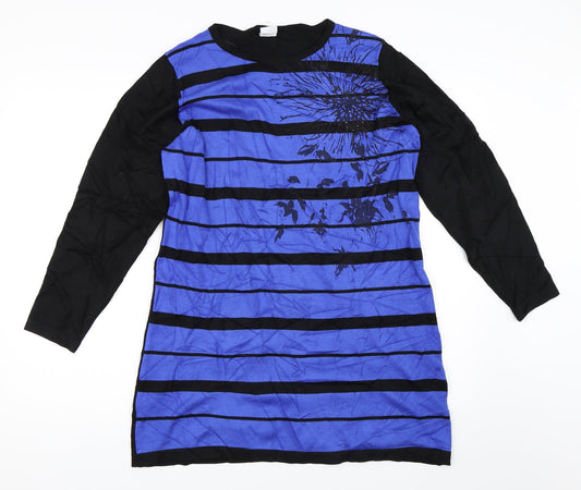 Mitzy Womens Blue Striped  Tunic Jumper Size L