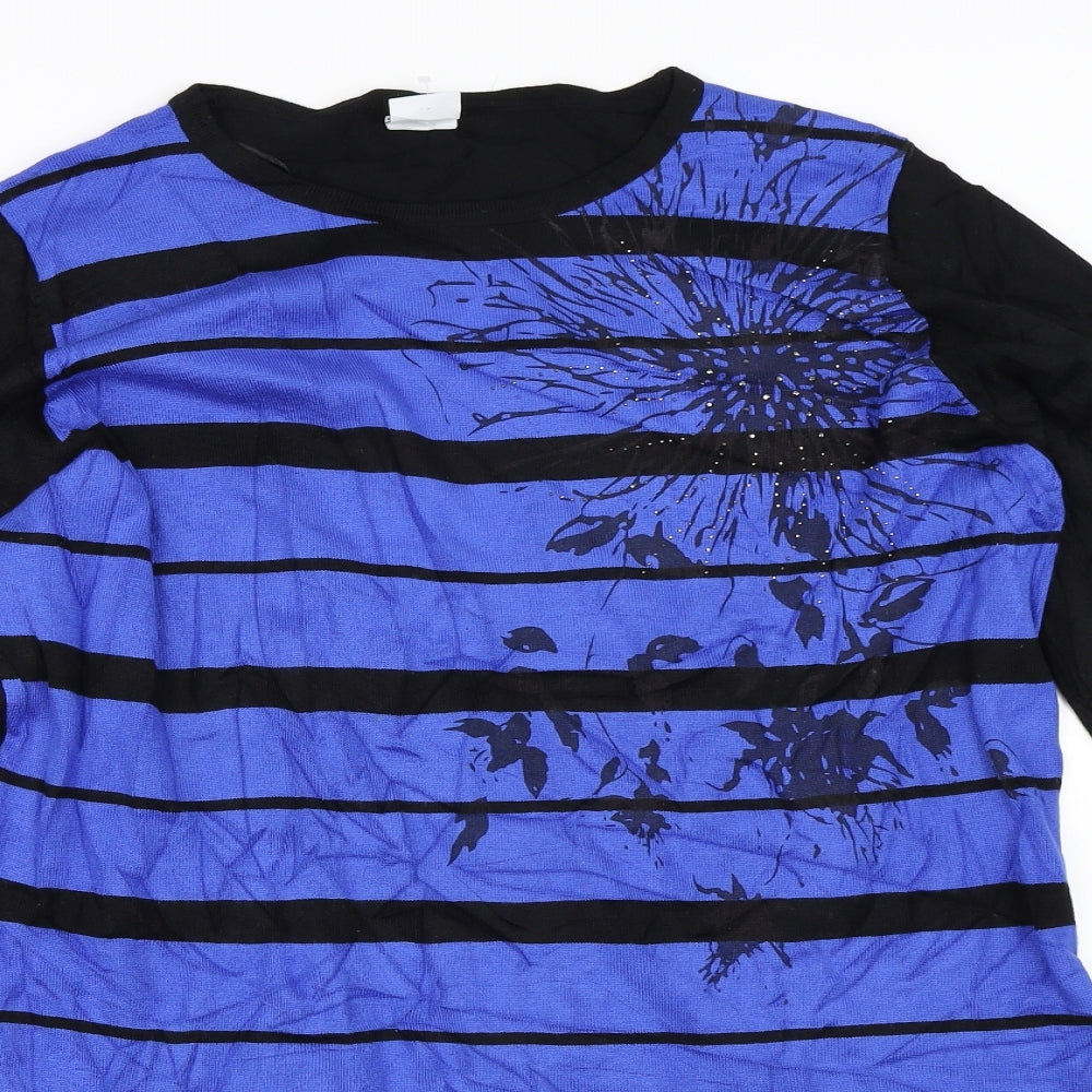 Mitzy Womens Blue Striped  Tunic Jumper Size L