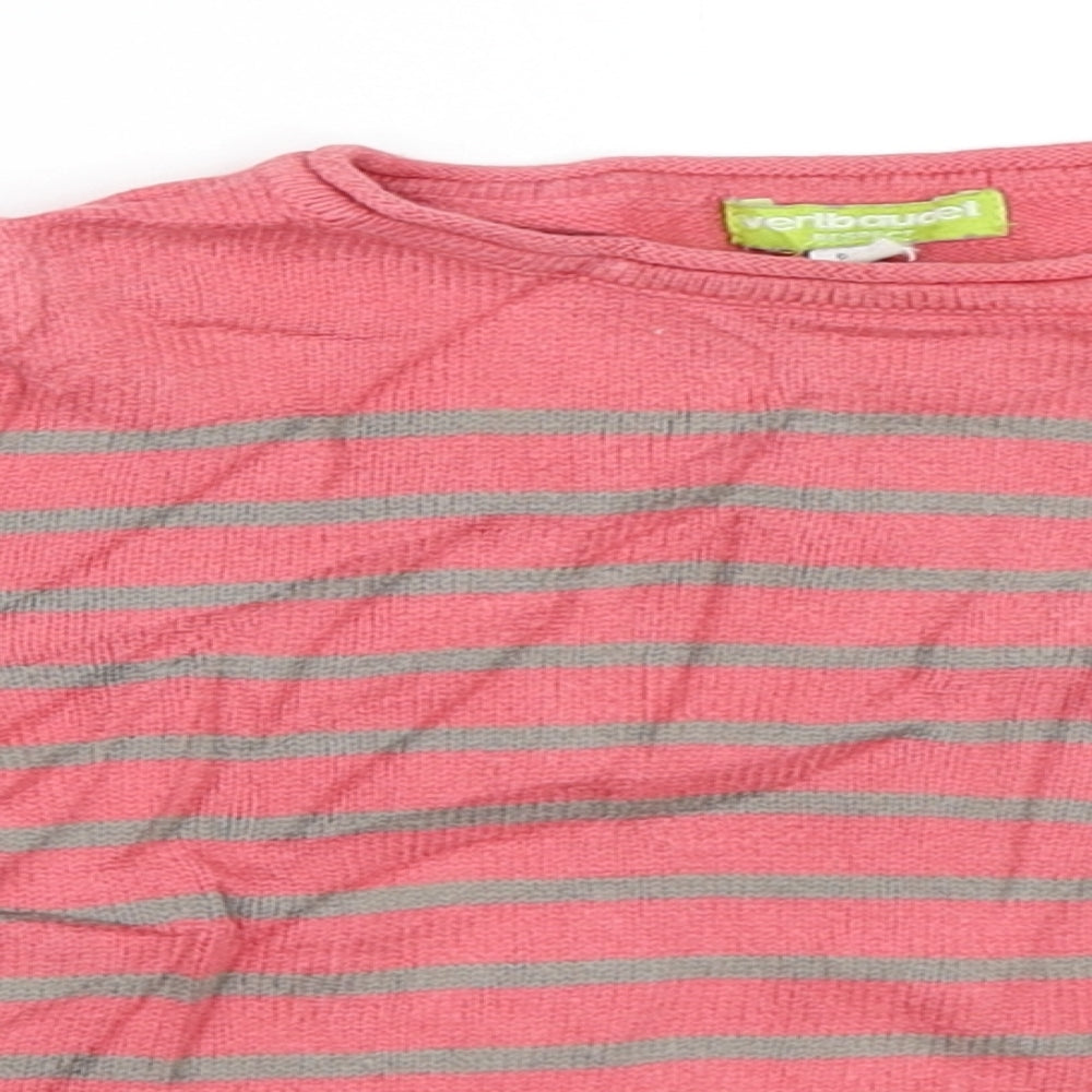 Vertbaudet Girls Pink Striped  Pullover Jumper Size 3 Years