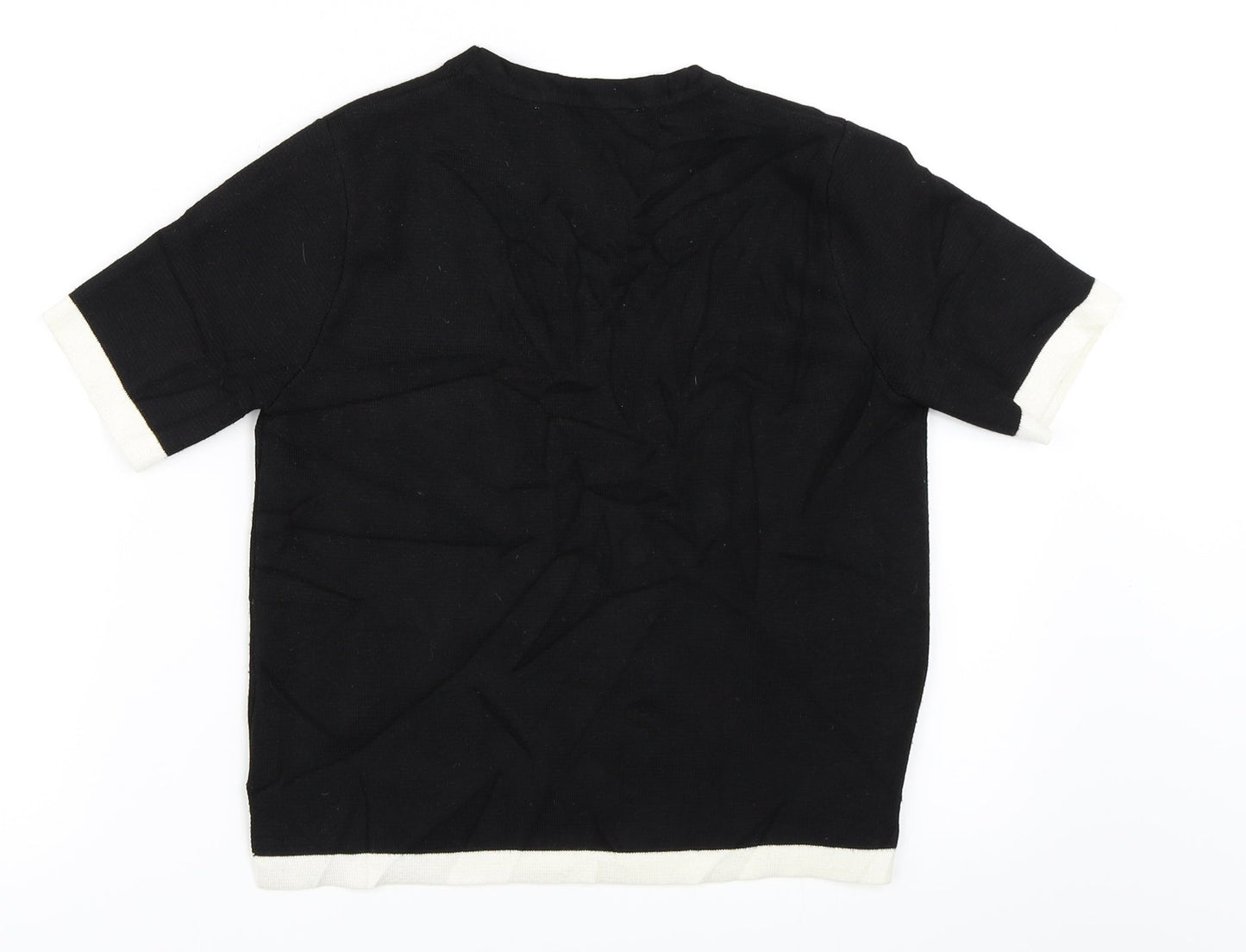 Womens UK Size S Zara Black Basic T-Shirt