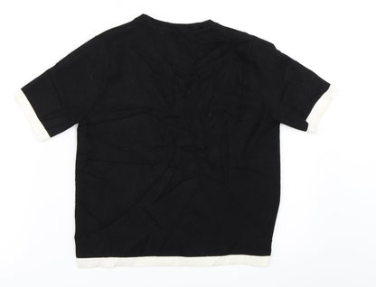 Womens UK Size S Zara Black Basic T-Shirt