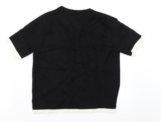Womens UK Size S Zara Black Basic T-Shirt