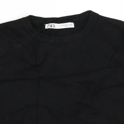 Womens UK Size S Zara Black Basic T-Shirt