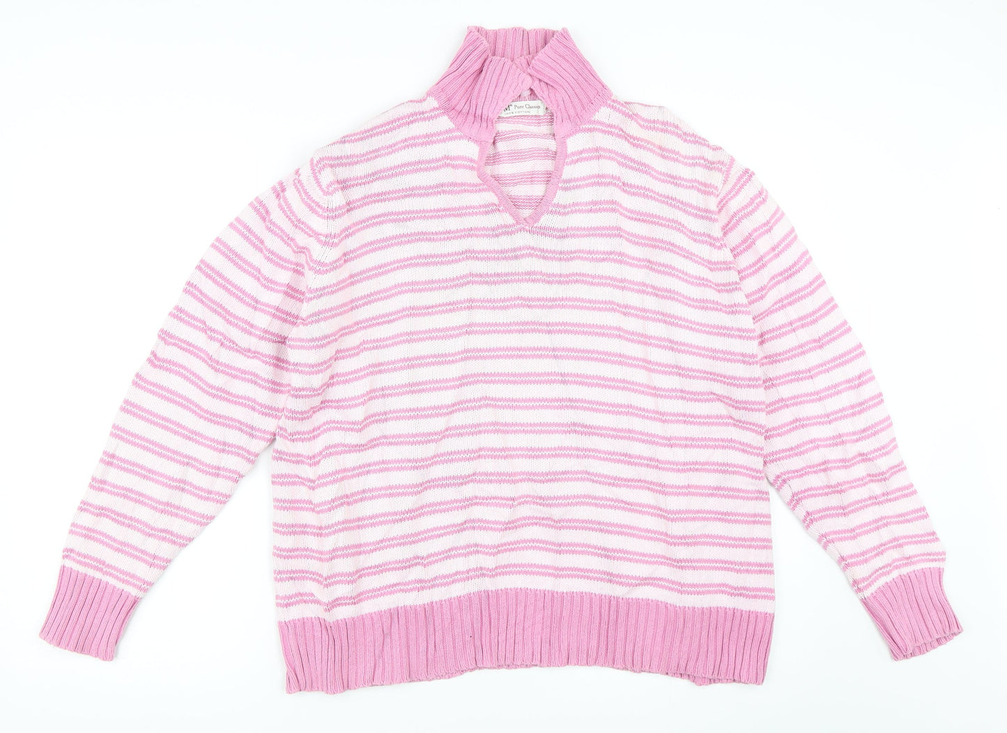 EWM Womens Pink Striped  Pullover Jumper Size L