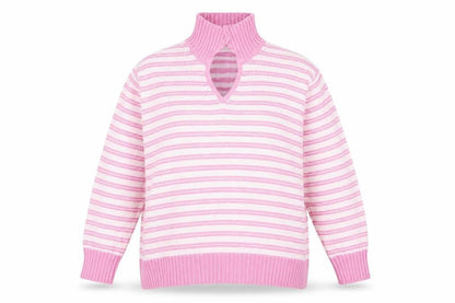 EWM Womens Pink Striped  Pullover Jumper Size L