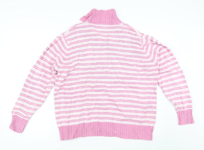 EWM Womens Pink Striped  Pullover Jumper Size L