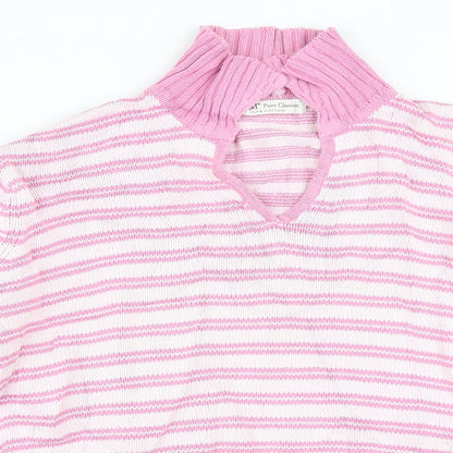 EWM Womens Pink Striped  Pullover Jumper Size L