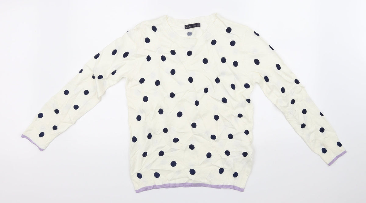 Marks & Spencer Collection Womens Yellow   Pullover Jumper Size 8  - spotted