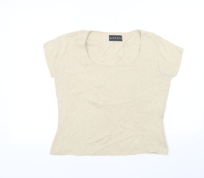 Womens UK Size 16 Alex & co Beige Basic T-Shirt