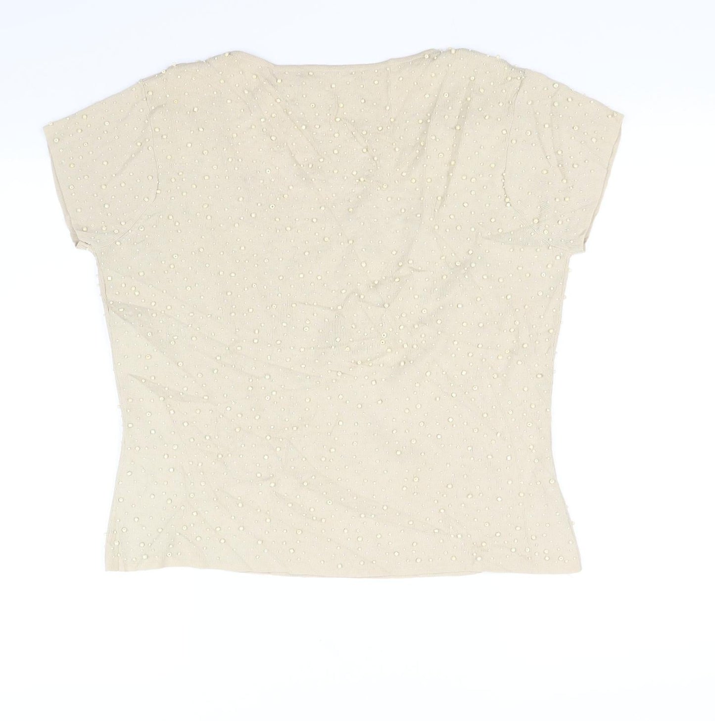 Womens UK Size 16 Alex & co Beige Basic T-Shirt