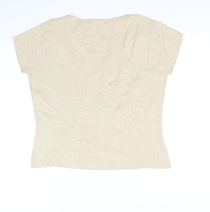Womens UK Size 16 Alex & co Beige Basic T-Shirt