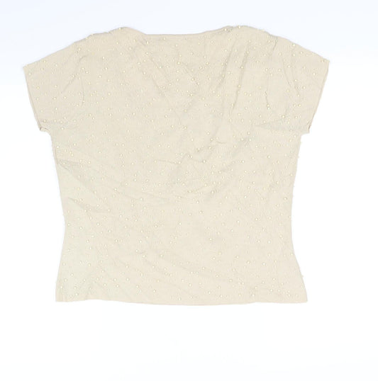 Womens UK Size 16 Alex & co Beige Basic T-Shirt