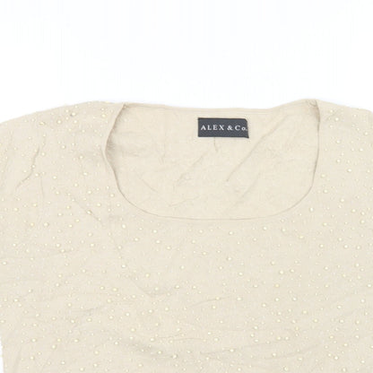 Womens UK Size 16 Alex & co Beige Basic T-Shirt