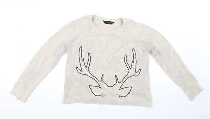 Dorothy Perkins Womens Beige   Pullover Jumper Size 12  - antlers