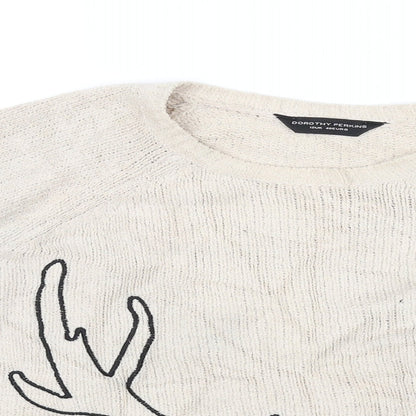 Dorothy Perkins Womens Beige   Pullover Jumper Size 12  - antlers