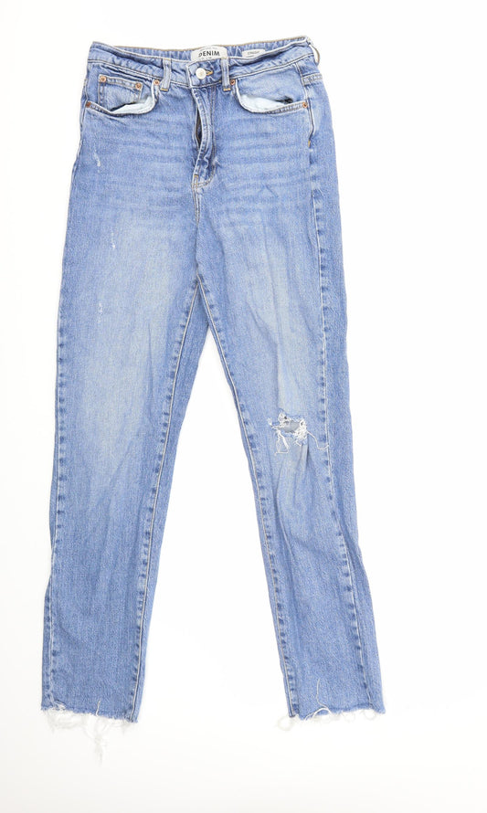 Dorothy Perkins Womens Blue  Denim Straight Jeans Size 10 L31 in